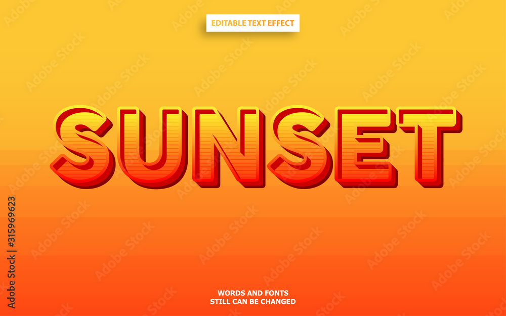 Sunset color editable text effect