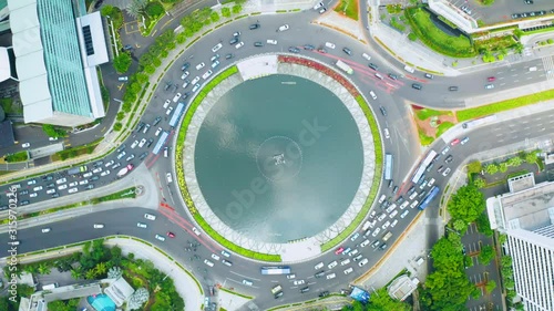 Traffic jam at Hotel Indonesia roundabout photo