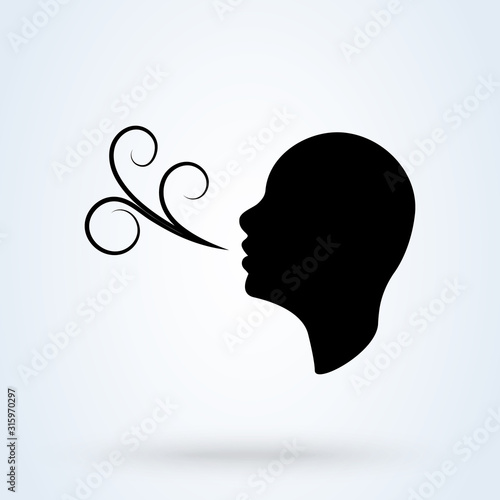 Having breath difficulties. Simple vector modern icon design illustration.