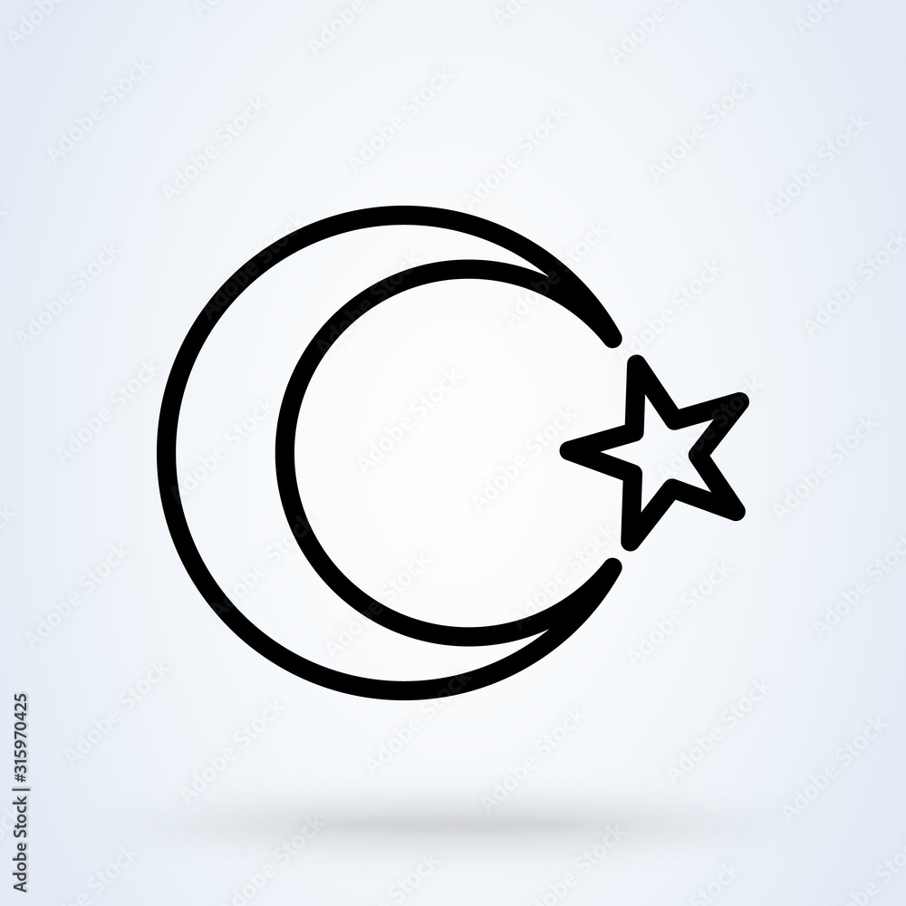 moon star line Simple vector modern icon design illustration. moon star line Simple vector modern icon design illustration.