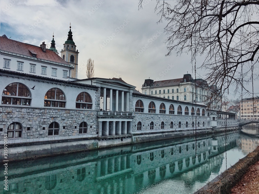 Urban city view of Ljubljana, Slovenia