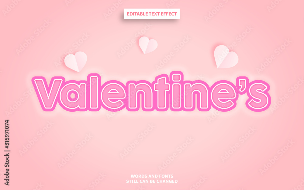 Naklejka Valentine editable text effect