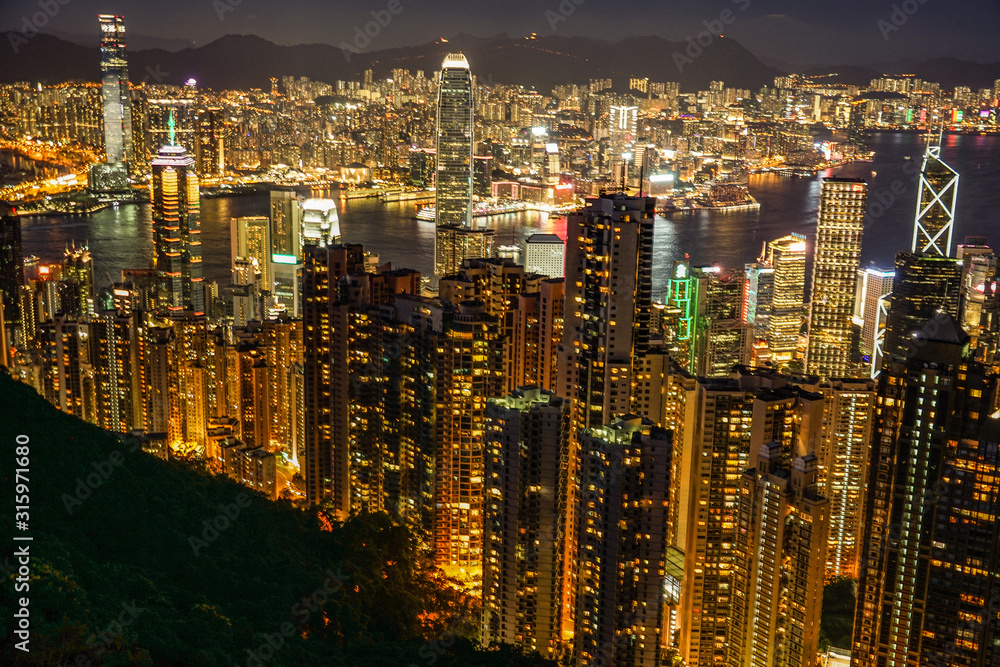 ヴィクトリアピークから見える香港の夜景