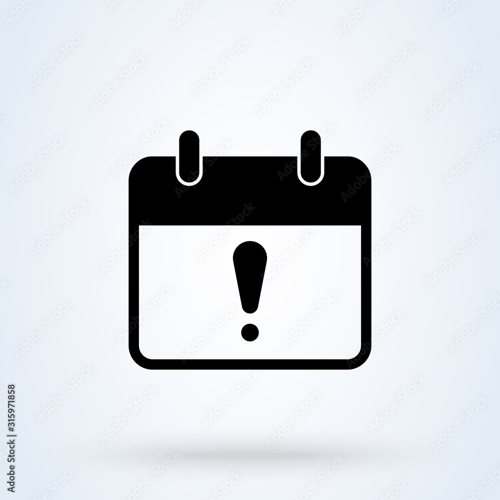 exclamation calendar Simple modern icon design illustration. exclamation calendar Simple modern icon design illustration.