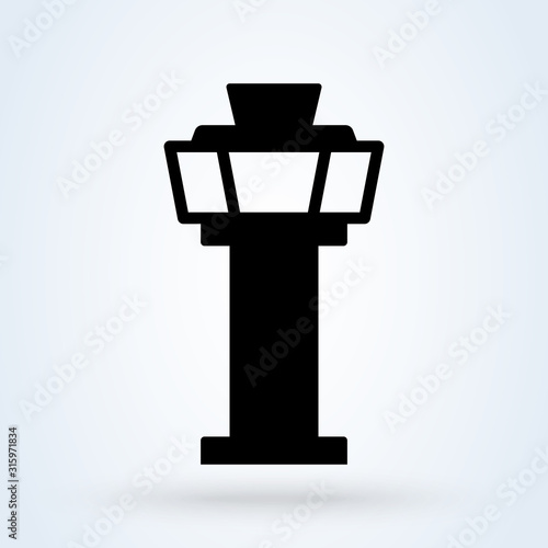 Obraz na plátně Control tower and terminal building airport, Simple modern icon design illustration