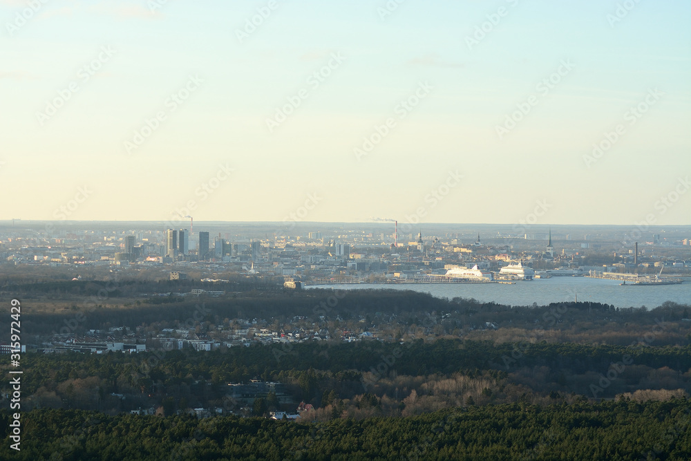 View of the old city and harbor from the Tallinn TV tower
