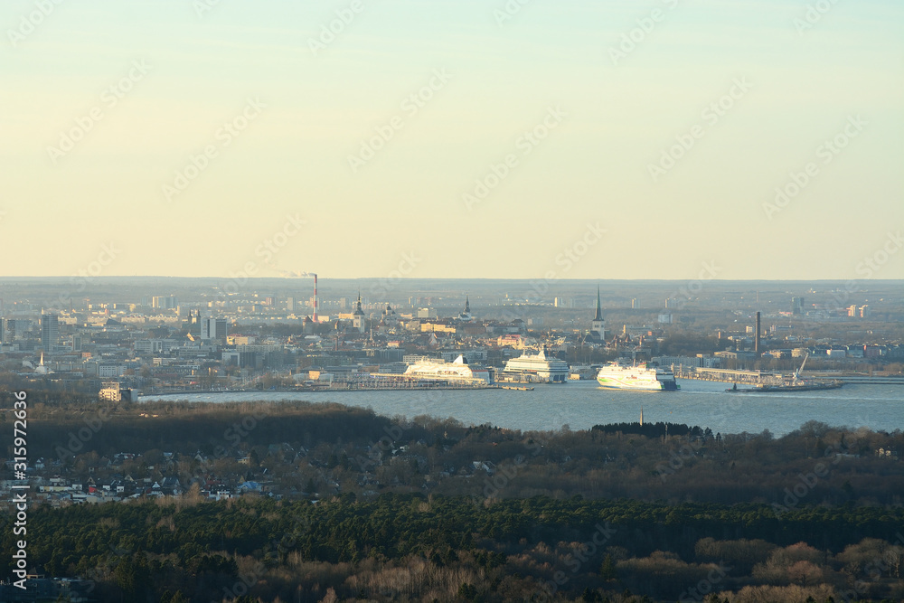 View of the old city and harbor from the Tallinn TV tower