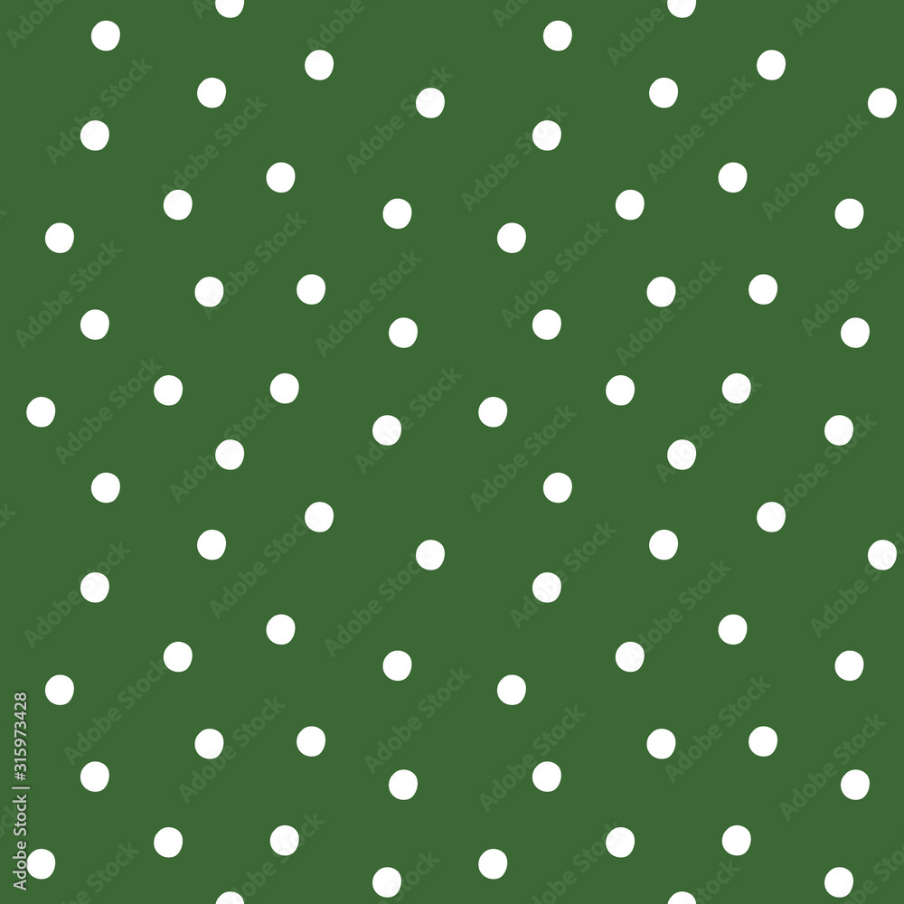 Cute seamless pattern with polka dot on dark green. Vector background for wallpaper, fabric, wrapping paper and another design Cute seamless pattern with polka dot on dark green. Vector background for wallpaper, fabric, wrapping paper and another design