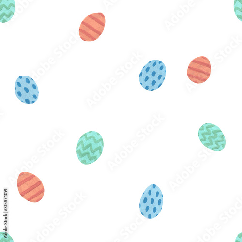  Easter eggs seamless pattern. Easter banner on white background. Paschal bunny. Holidays herbal decoration. Easter celebration blush flowers. Gift wrap wallpaper. Blossom spring decorative floral art