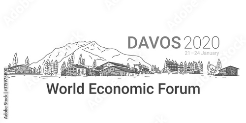 Banner written Davos 2020, world economic forum. photo