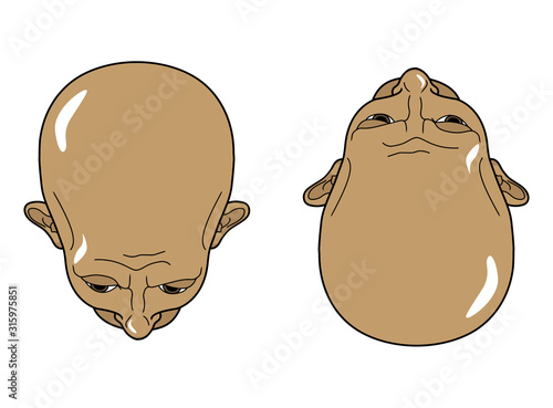 Template Head men top view. Vector illustration.