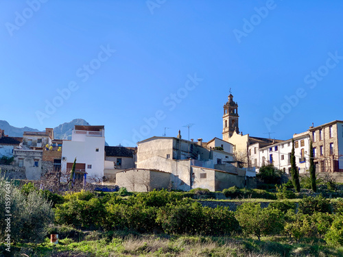 Panoramic view of Benialí, a small village in Vall de Gallinera, Alicante, Spain.