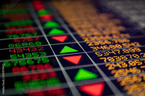 Bild auf Leinwand Financial data screen in angle