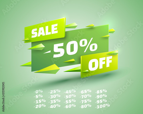 Fly banner sale off set collection, color green.