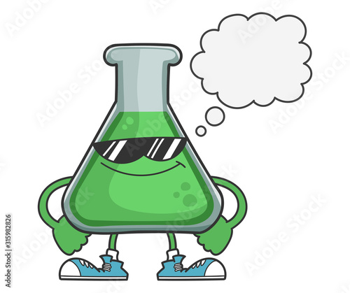 Science test tube with sunglasses and speech bubble
