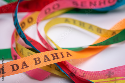 Lucky bracelets typical of Bahia, Brazil (Lembrança do Senhor do Bonfim da Bahia). Translation: Reminder of our Sir of Bonfim of Bahia). photo