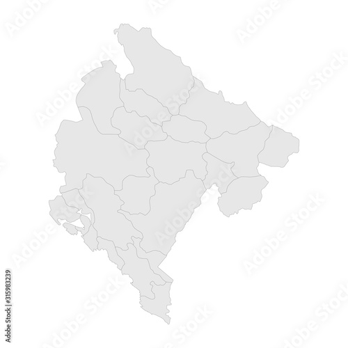 Montenegro political map with boundaries vector. Gray background. Perfect for backgrounds, business concepts, backdrop, banner, label, sticker, chart, and wallpapers.