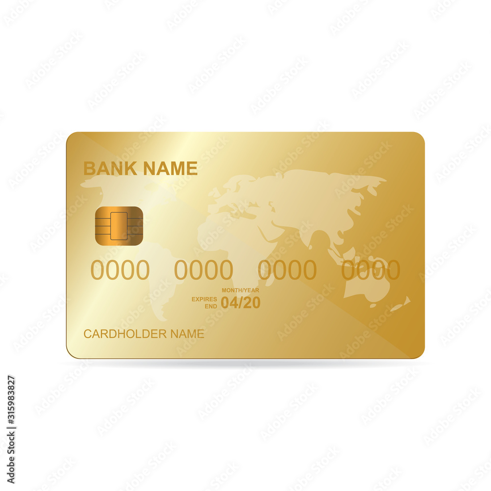 Vector Realistic detailed gold credit card with the world map on black background. Vector illustration design EPS10 Vector Realistic detailed gold credit card with the world map on black background. Vector illustration design EPS10