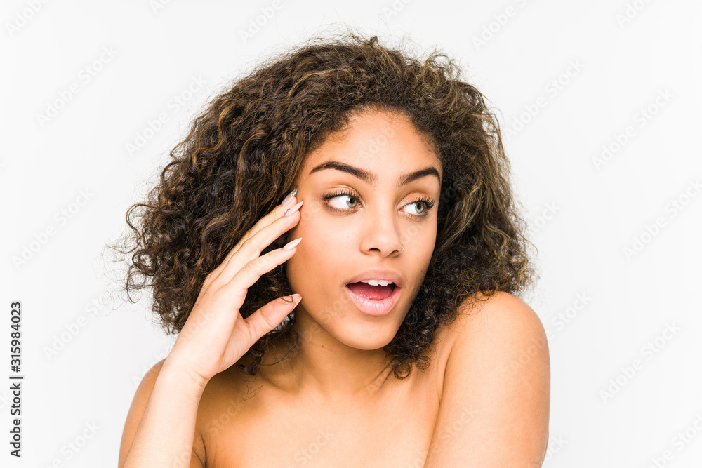 Young african american woman face closeup Young african american woman face closeup