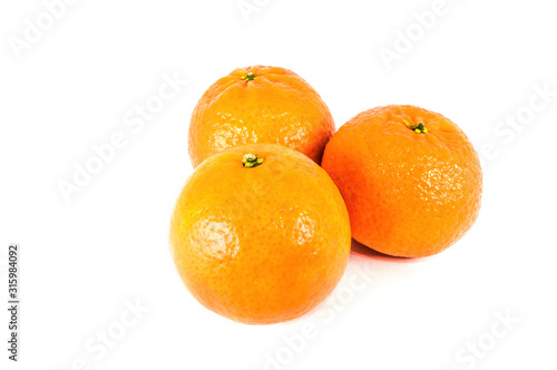 Orange mandarins isolated on white background