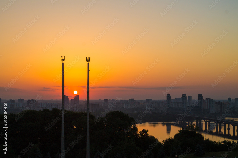 sunset over the city