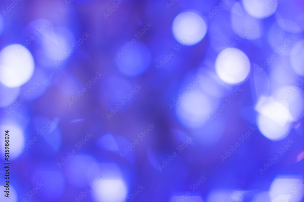 Blue bokeh defocused blurred lights. Abstract background