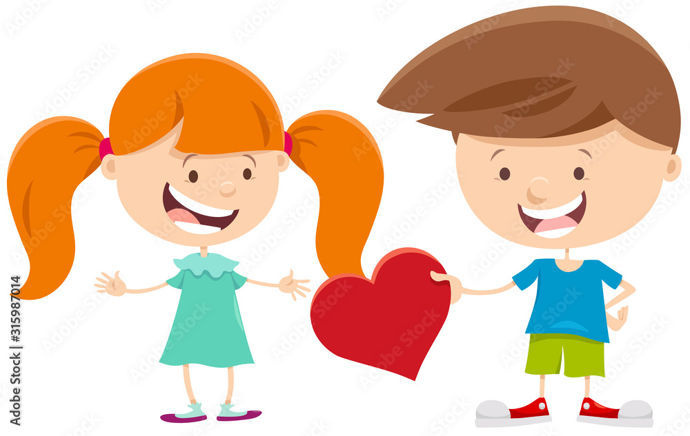 valentine card with cute cartoon children valentine card with cute cartoon children