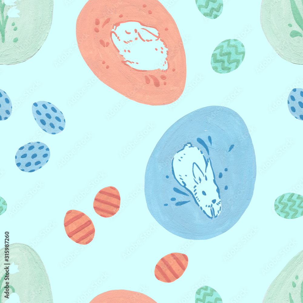 Easter eggs seamless pattern. Mint Easter banner background. Paschal bunny. Holidays herbal decoration. Easter celebration blush flowers. Gift wrap wallpaper. Blossom spring decorative floral art. Easter eggs seamless pattern. Mint Easter banner background. Paschal bunny. Holidays herbal decoration. Easter celebration blush flowers. Gift wrap wallpaper. Blossom spring decorative floral art.