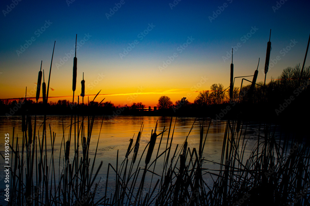 The Rideau River freezing up as the sun sets The Rideau River freezing up as the sun sets