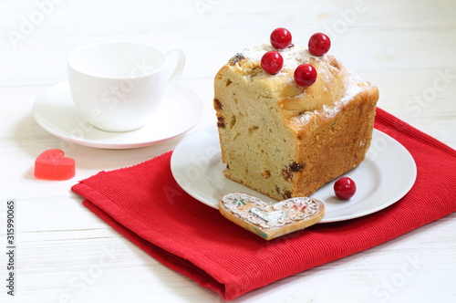 Christmas cupcake on a red background