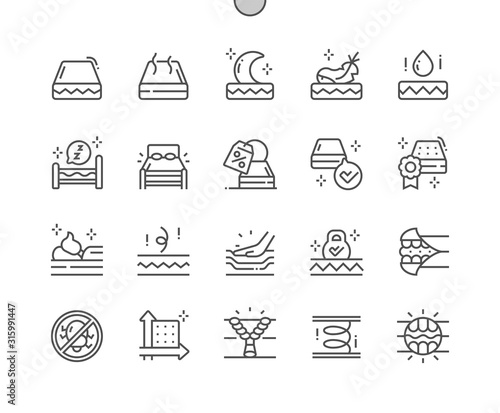 Mattress Well-crafted Pixel Perfect Vector Thin Line Icons 30 2x Grid for Web Graphics and Apps. Simple Minimal Pictogram
