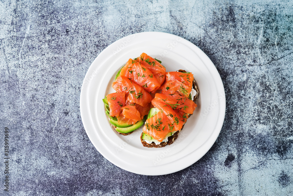 Smoked salmon ricotta cheese rye sandwich Smoked salmon ricotta cheese rye sandwich