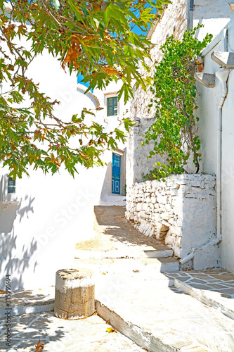 Greek Island village scene in Filoti. photo