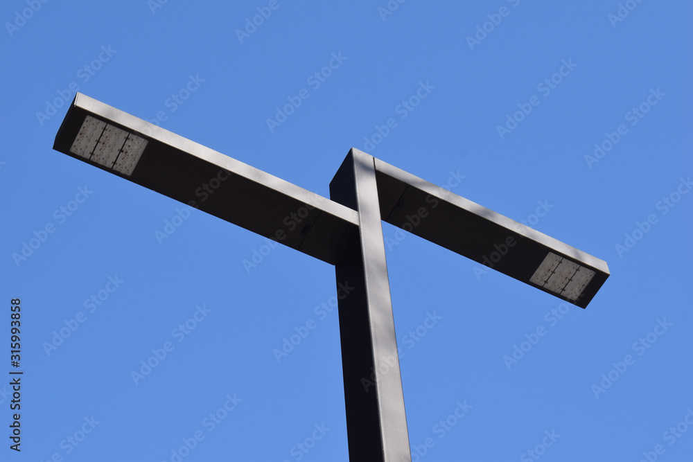 Modern Grey Steel Street Light on Square Pole 3234-039 Modern Grey Steel Street Light on Square Pole 3234-039