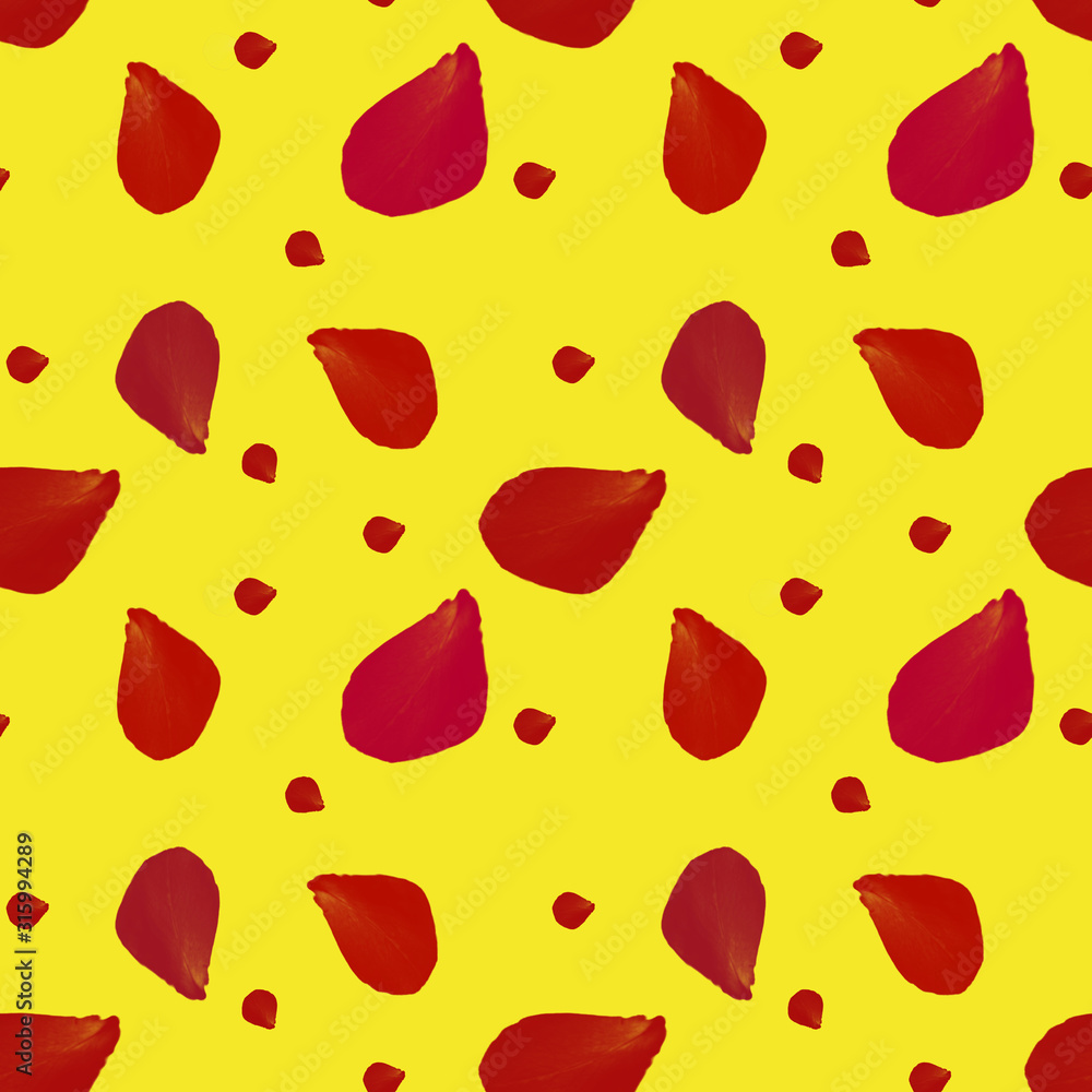 Beautiful light yellow spring background seamless pattern with red flying petals. Floral romantic white wallpaper. Valentines day,wedding, mother day, japanese hanami decoration. Digital clip art. Beautiful light yellow spring background seamless pattern with red flying petals. Floral romantic white wallpaper. Valentines day,wedding, mother day, japanese hanami decoration. Digital clip art.