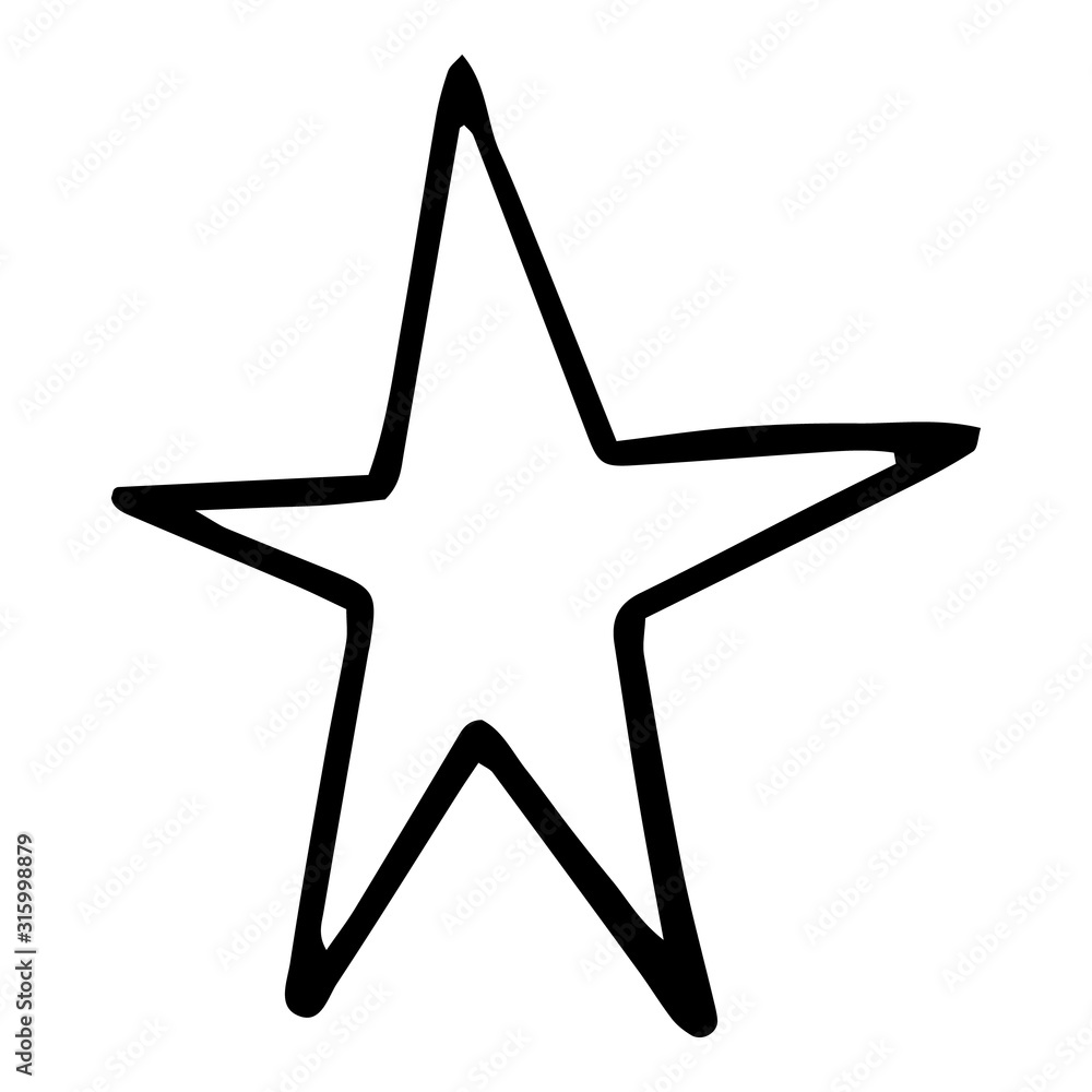 black hand drawn doodle star in isolated on white background black hand drawn doodle star in isolated on white background