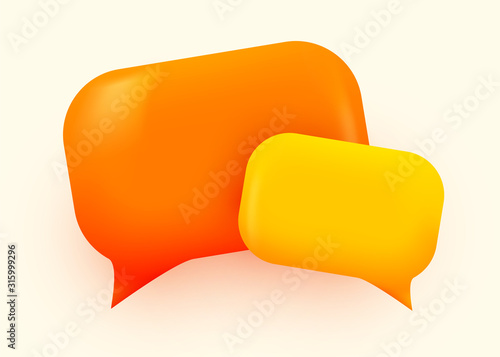 Orange glossy speech bubble illustration. Social network communication concept.