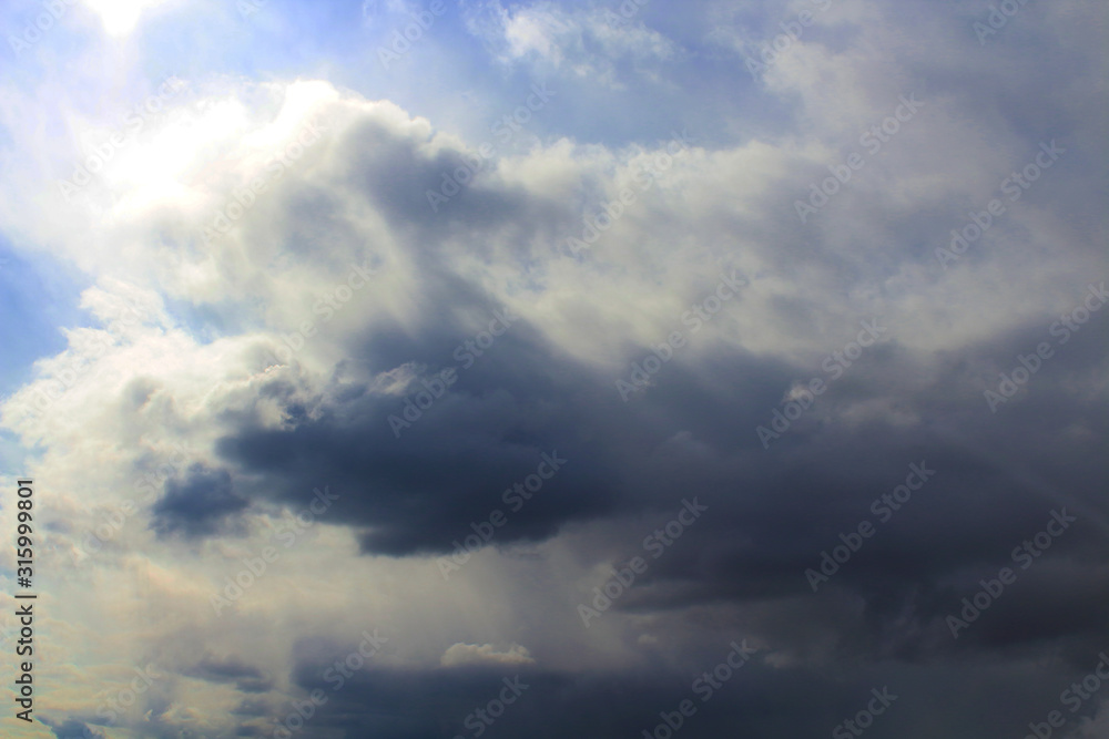 Dark thunderclouds. Close-up. Background. Scenery.