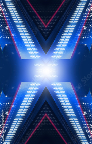 Canvas Print Dark abstract futuristic neon blue background