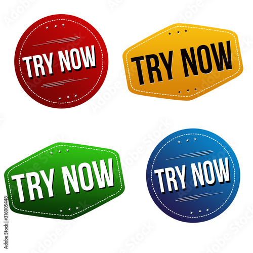 Try now sticker or label set