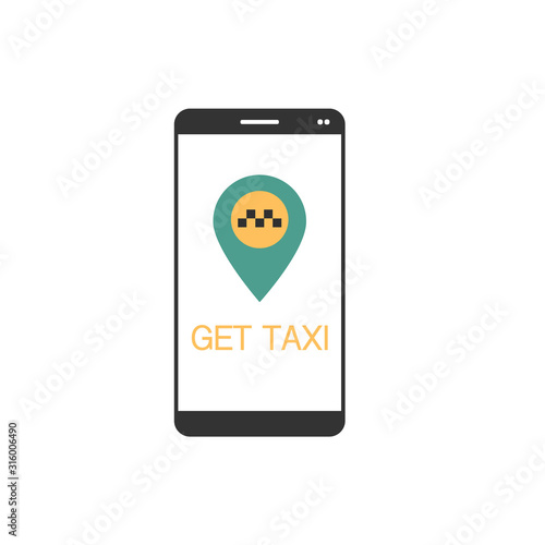 Modern vector flat mobile app design set of taxi booking. Onboarding screens and button for online taxi booking