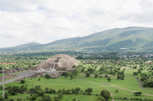 Pyramid of the Moon, piramide de la luna, and Avenue of the dead, Calzada de los muertos, in Teotihuacan, Mexico