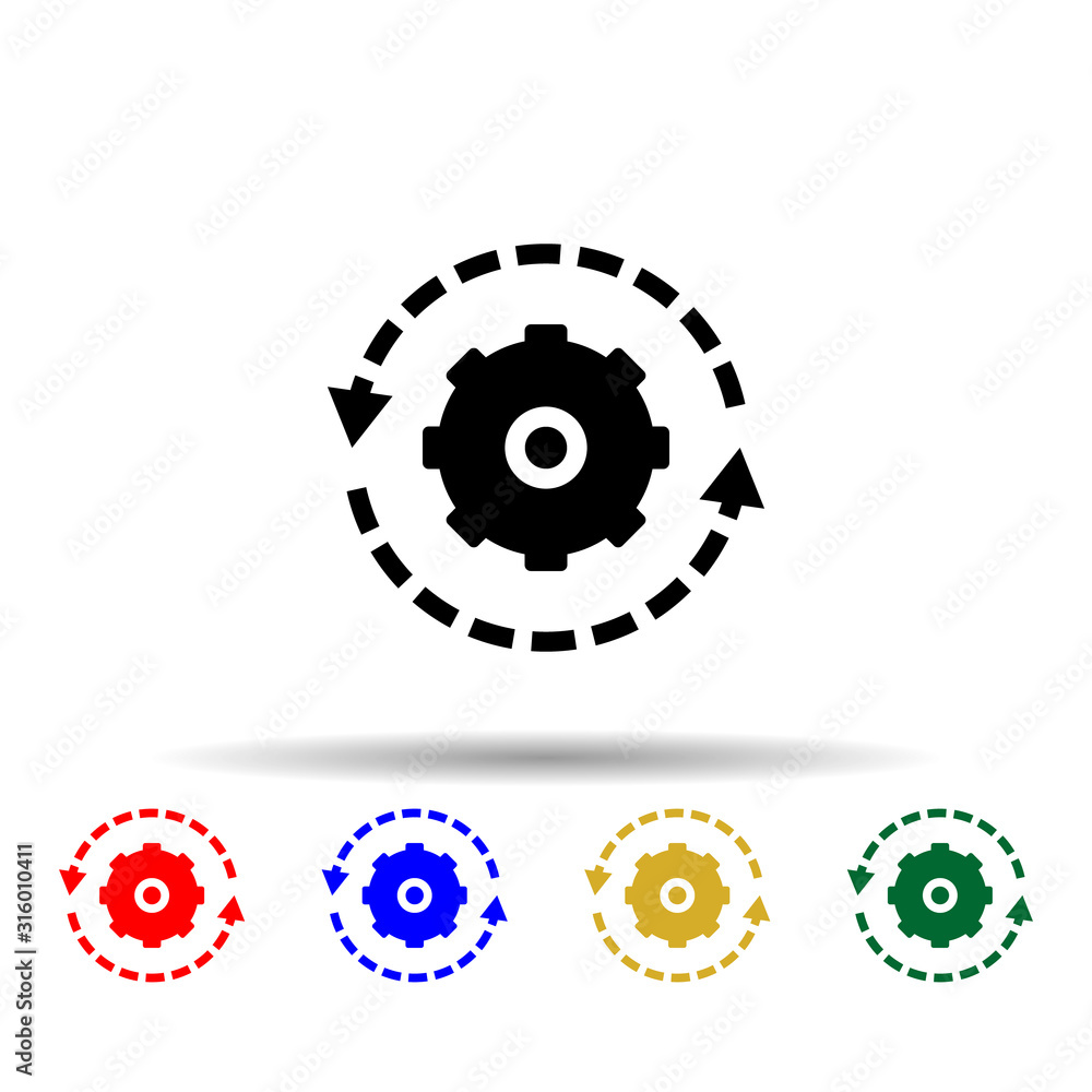 rotation of the mechanism multi color style icon. Simple glyph, flat vector of web icons for ui and ux, website or mobile application rotation of the mechanism multi color style icon. Simple glyph, flat vector of web icons for ui and ux, website or mobile application