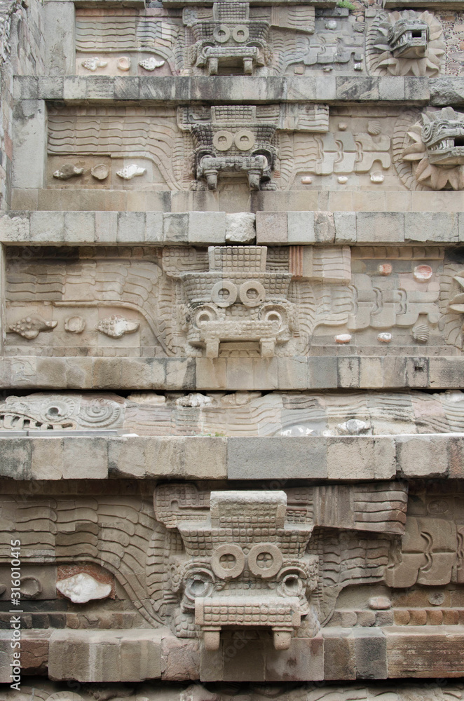 Temple of the Feathered Serpent, Quetzalcoatl, in Teotihuacan, Mexico