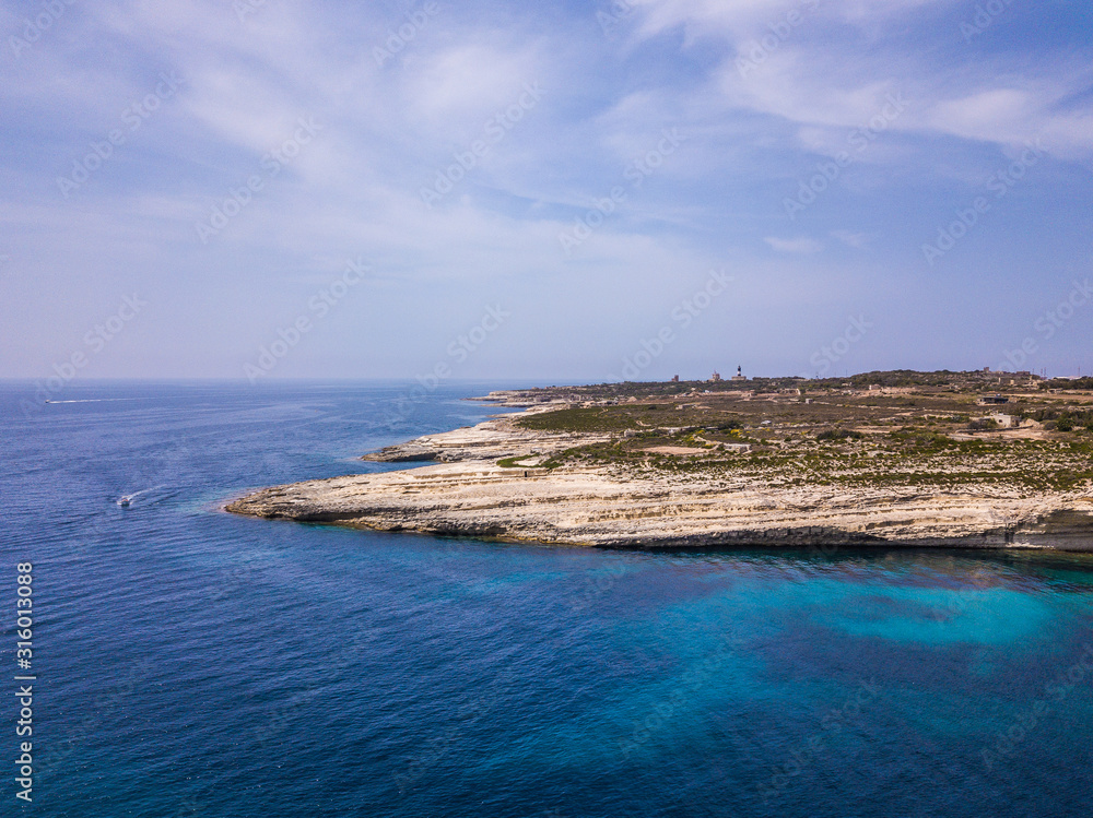 Spectacular aerial view on the sea coast on Malta