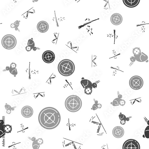 Set Gun shooting, Trap hunting, Hunt on rabbit with crosshairs and Target sport for shooting competition on seamless pattern. Vector