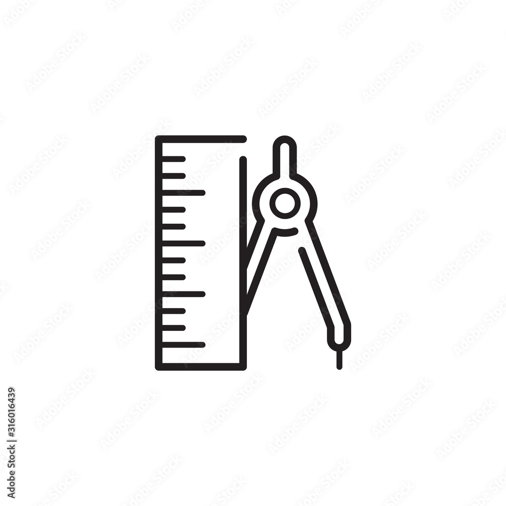 Ruler and compass icon Ruler and compass icon