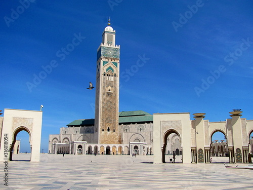 View at the mosque Hasan II in Casablanca, Morocco. It is one of the biggest mosques in the world.