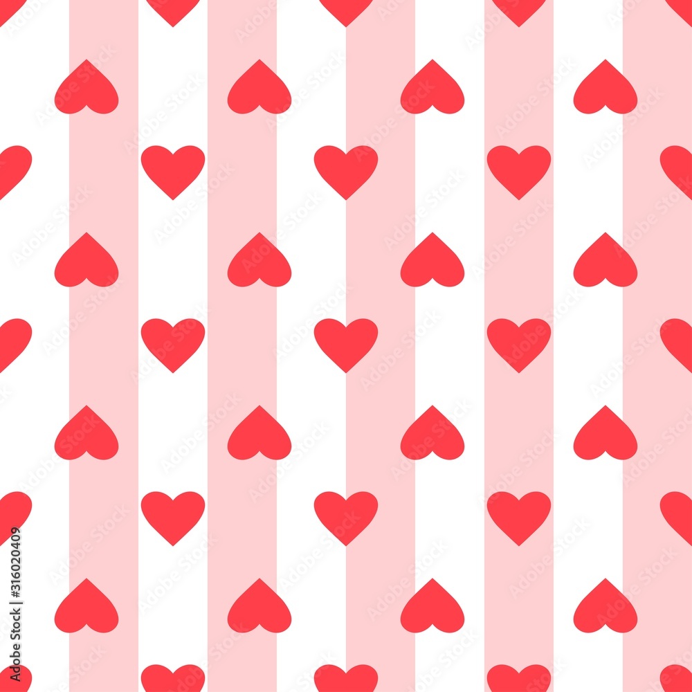 Heart pattern. Love seamless striped background. Great for Valentines Day,  wedding. Vector repeated design. Cartoon flat Stock Vector | Adobe Stock
