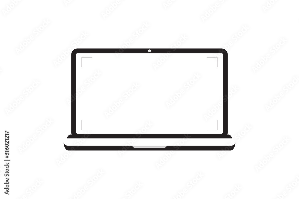 Laptop with blank screen. Notebook white screen template. Computer display on white background. Laptop with blank screen. Notebook white screen template. Computer display on white background.